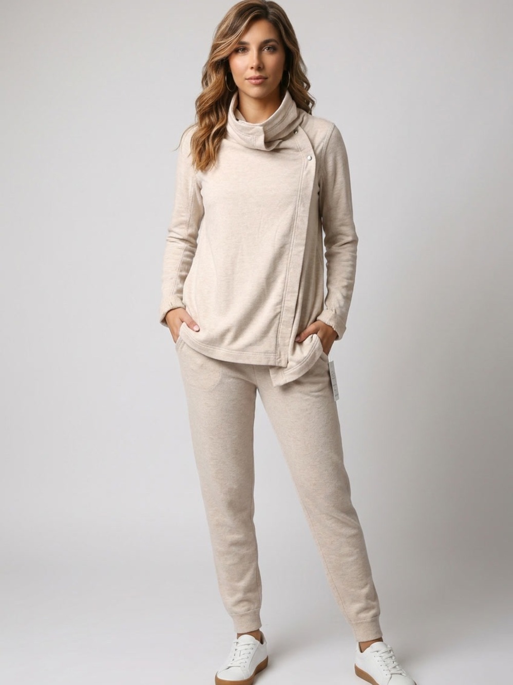 lululemon athletica Cream Asymmetrical Cowl Sweater